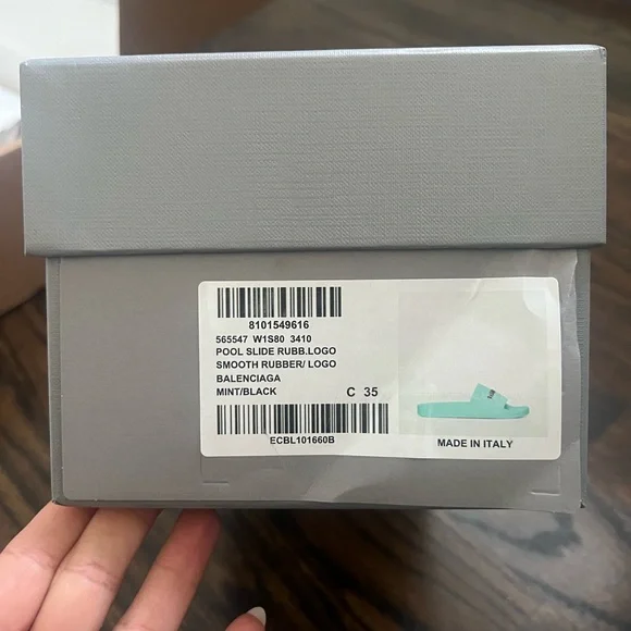 Balenciaga Mint Logo Pool Slides Size 35 - Picture 6 of 6